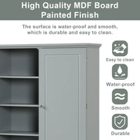 Wide Bathroom Storage Cabinet, Freestanding Storage Cabinet with Two Drawers and Adjustable Shelf, MDF Board with Painted Finish, Grey