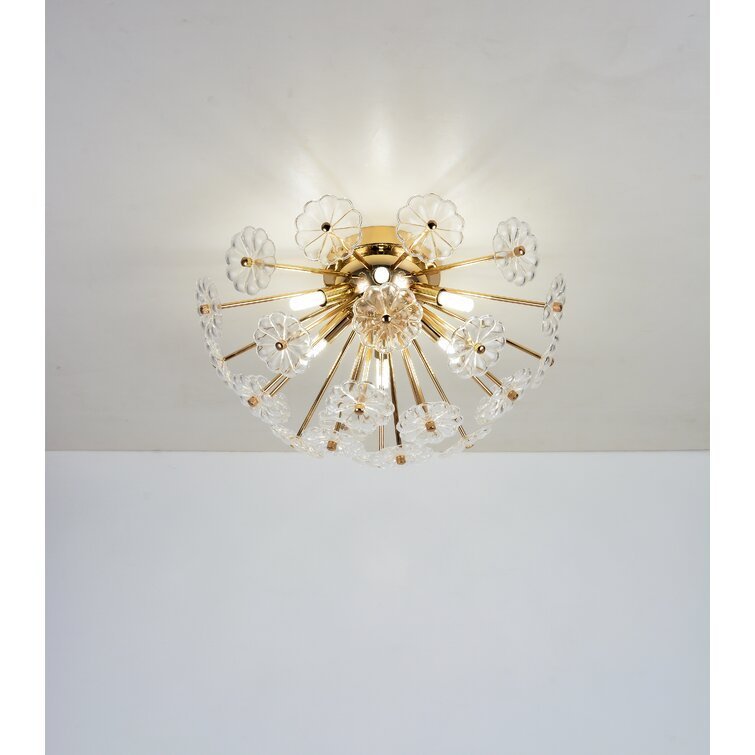 Flush Mount Ceiling Light, Crystal Chandelier Light Fixture Sputnik Firework Ceiling Lamp Modern Golden Close to Ceiling Light