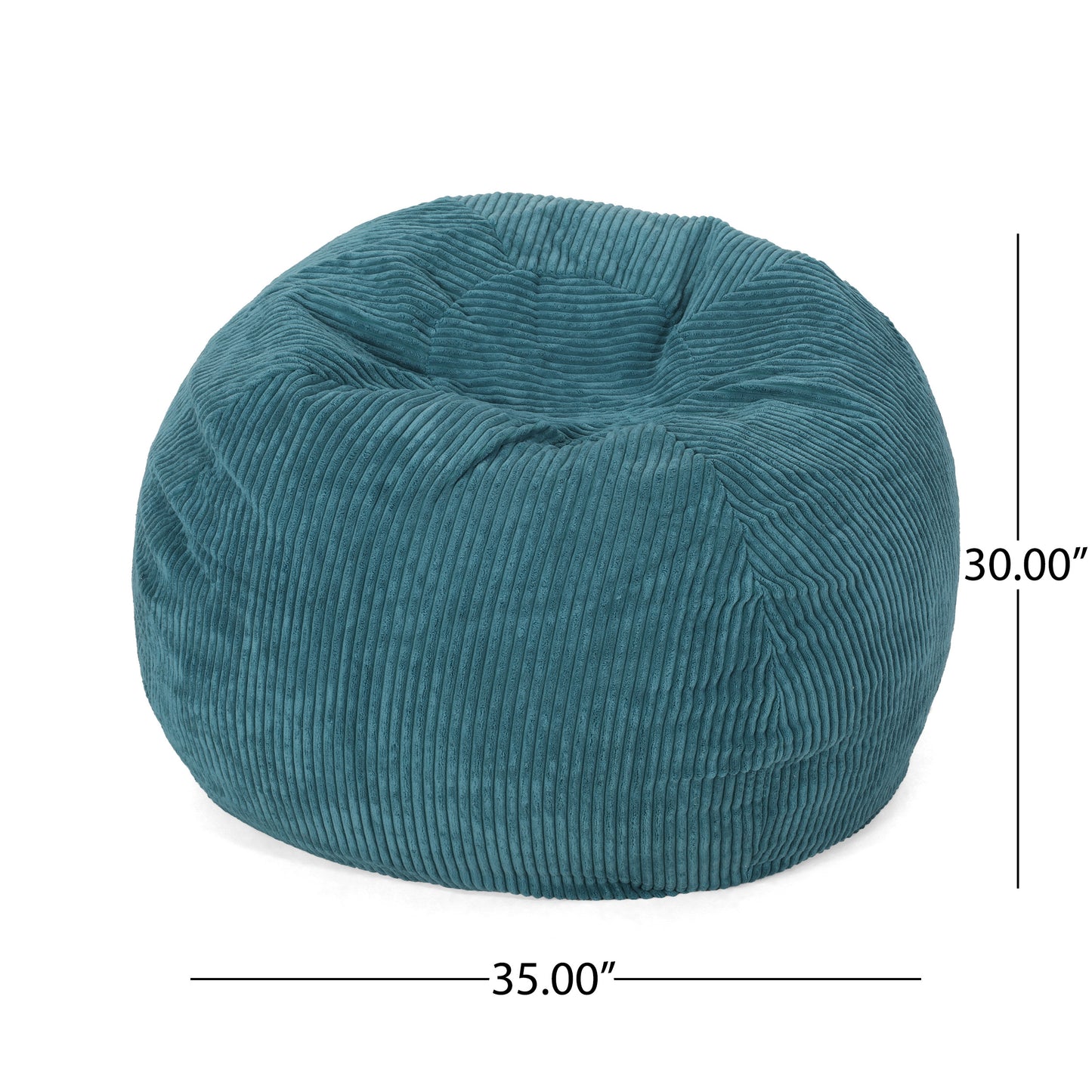 Riviera Modern Corduroy 3 Foot Beanbag, Dark Teal