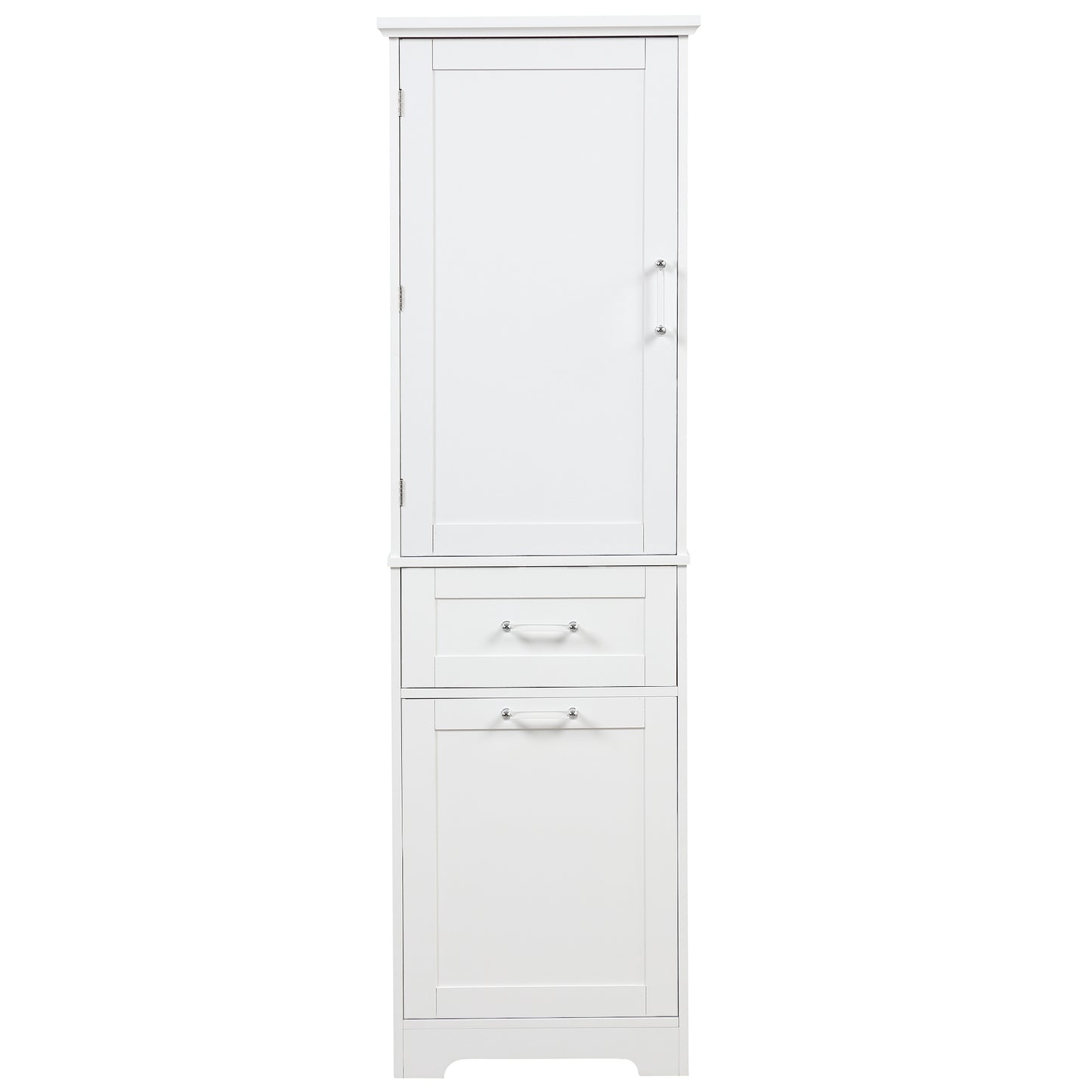 Tall Bathroom Storage Cabinet, Freestanding Storage Cabinet with Two Different Size Drawers and Adjustable Shelf, MDF Board with Painted Finish, White