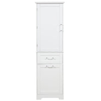 Tall Bathroom Storage Cabinet, Freestanding Storage Cabinet with Two Different Size Drawers and Adjustable Shelf, MDF Board with Painted Finish, White