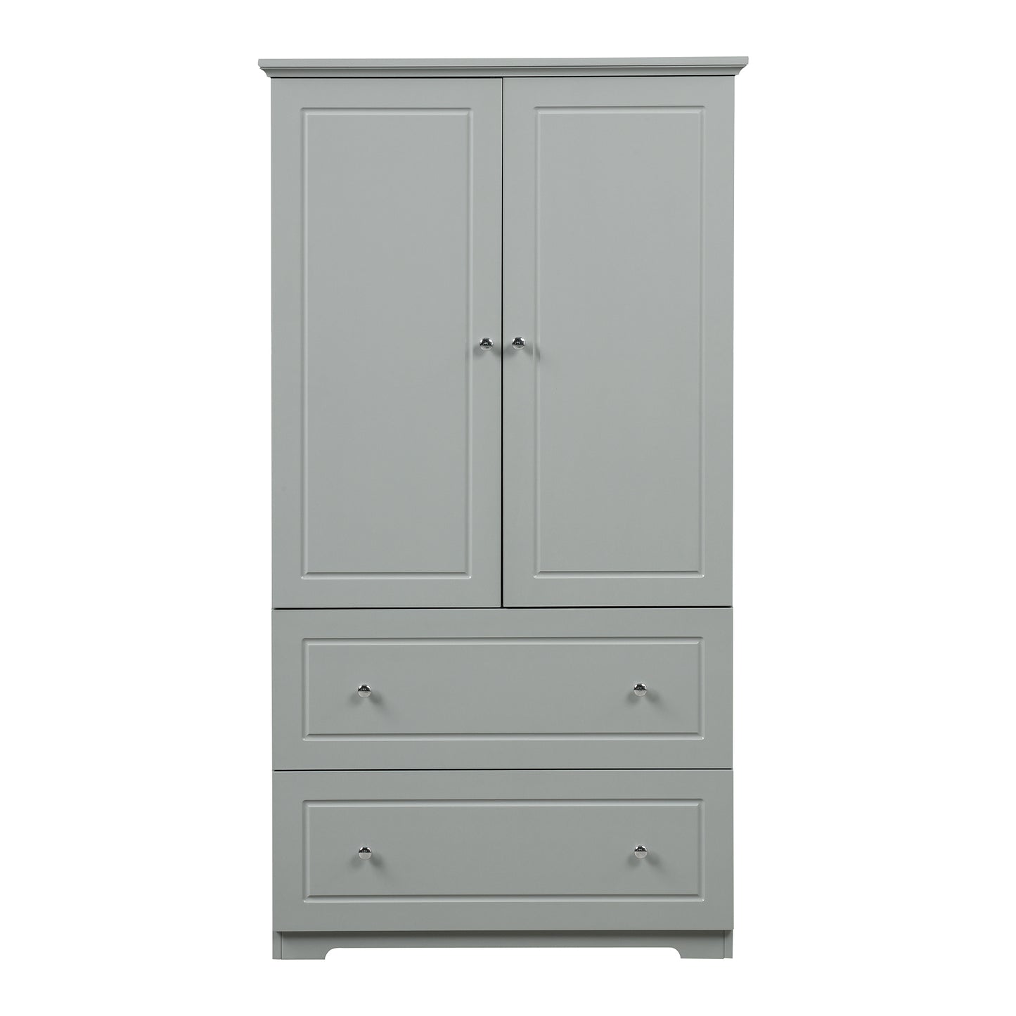 Wide Bathroom Storage Cabinet, Freestanding Storage Cabinet with Two Drawers and Adjustable Shelf, MDF Board with Painted Finish, Grey