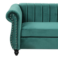 51" Modern Sofa Dutch Fluff Upholstered sofa with solid wood legs, buttoned tufted backrest,green