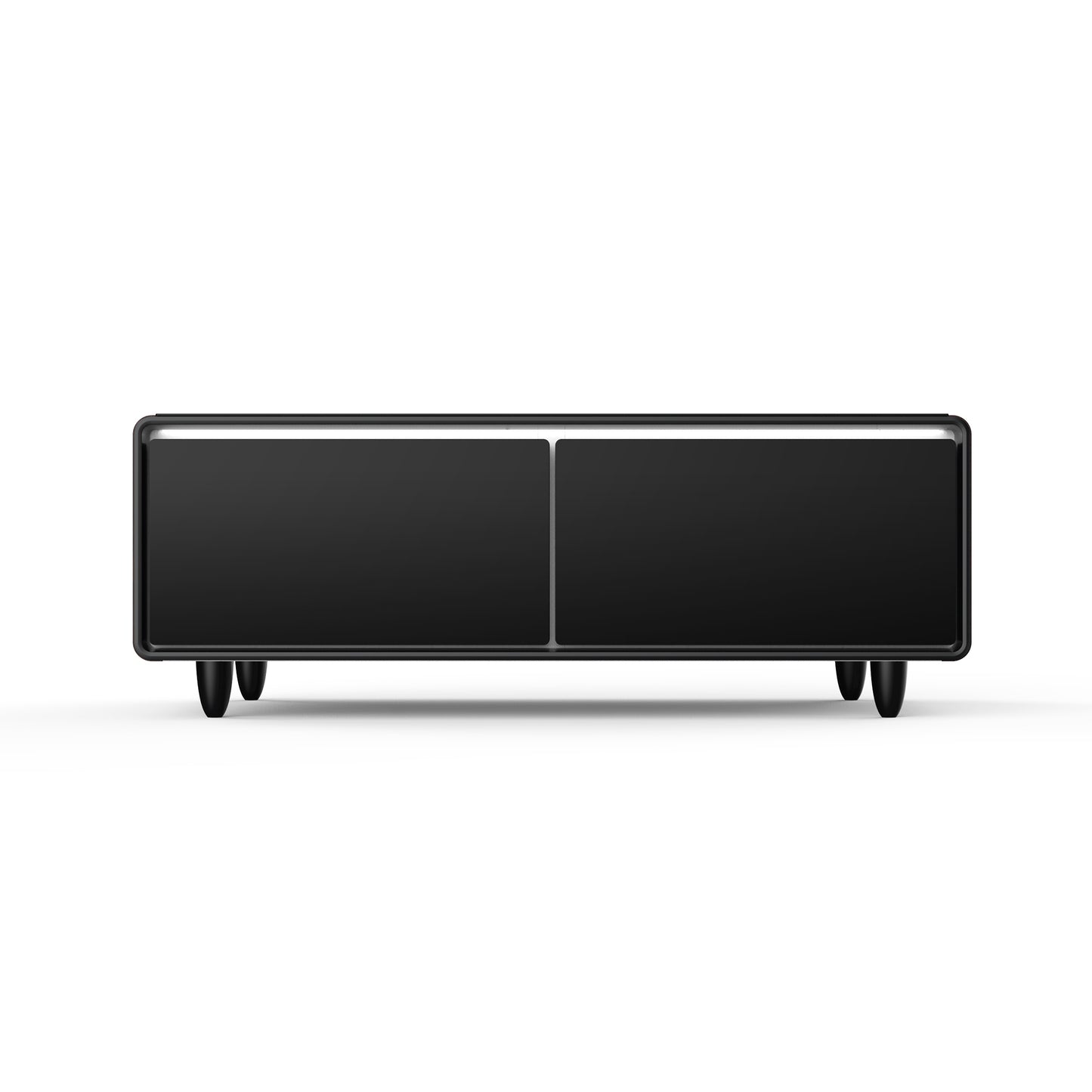 Modern Smart Coffee Table with Built-in Fridge, Bluetooth Speaker, Wireless Charging Module, Touch Control Panel, Power Socket, USB Interface, Outlet Protection, Atmosphere light, and More