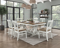 Modern Style White and Oak Finish Dining Table 1pc with Self-Storing Extension Leaf Charming Traditional Lines Dining Furniture