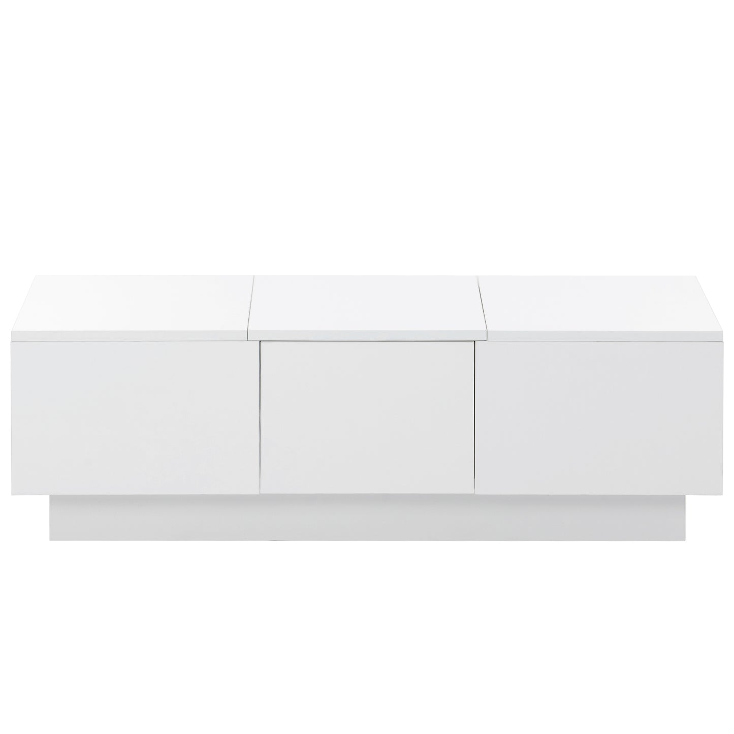 ON-TREND Multifunctional Coffee Table with 2 large Hidden Storage Compartment, Extendable Cocktail Table with 2 Drawers, High-gloss Center Table with Sliding Top for Living Room, 39.3"x21.6", White