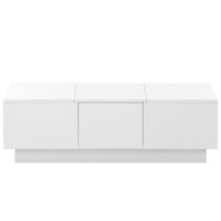 ON-TREND Multifunctional Coffee Table with 2 large Hidden Storage Compartment, Extendable Cocktail Table with 2 Drawers, High-gloss Center Table with Sliding Top for Living Room, 39.3"x21.6", White