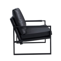 Sofa set. PU leather armchair metal frame cushion armchair, cushion backrest, living room sofa 1 double sofa+2 single sofa (black PU leather+metal frame+foam) SF-008 SF-D008