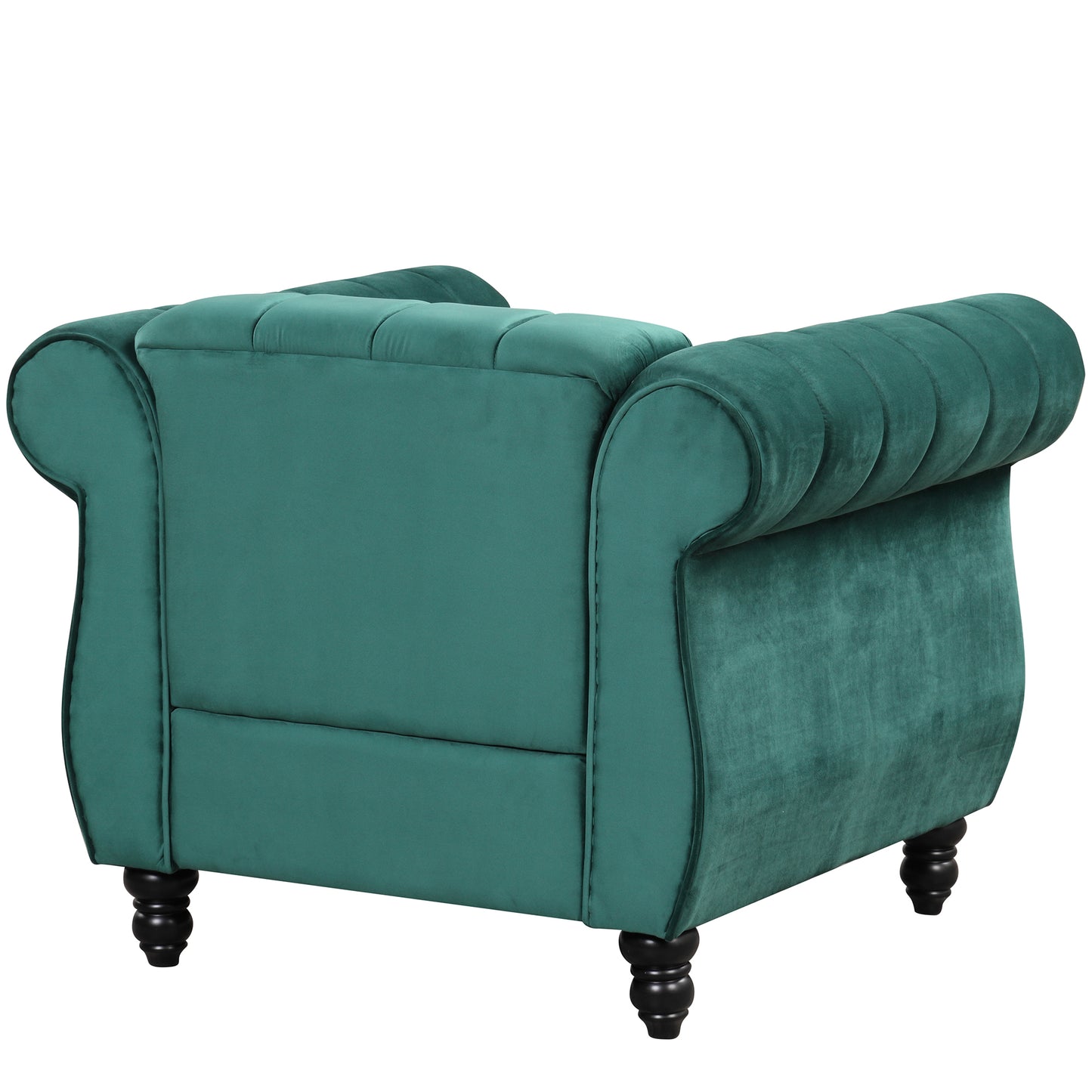 39" Modern Sofa Dutch Fluff Upholstered sofa with solid wood legs, buttoned tufted backrest,green