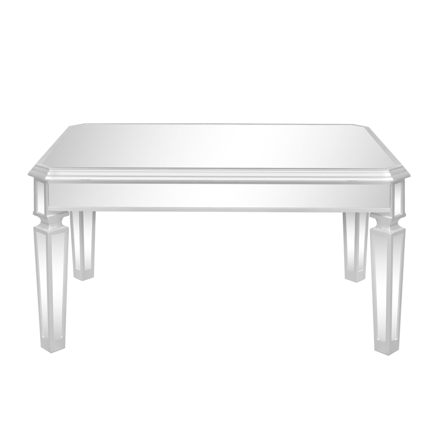 ON-TREND Contemporary Mirrored 3-Piece Coffee table and End Tables Set, Easy Assembly Cocktail Table with Adjustable Height Legs, Moderate Luxury Center Table for Living Room, Silver