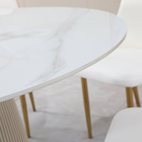 53 inch  Sintered stone carrara white dining table with 6pcs Chairs