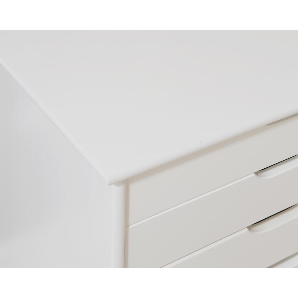 Six Drawer Wide Roll Storage Cart, White Finish, Office and Home Furniture