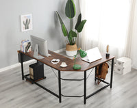 Modern Design L-Shaped Desk Corner Computer Desk PC laptop Computer Table Study Desk Home Office Wood & Metal Deep Rustic