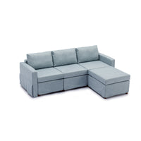 3 Seat Module Sectional Sofa Couch With 1 Ottoman,Seat Cushion and Back Cushion Removable and Washable,Light Blue