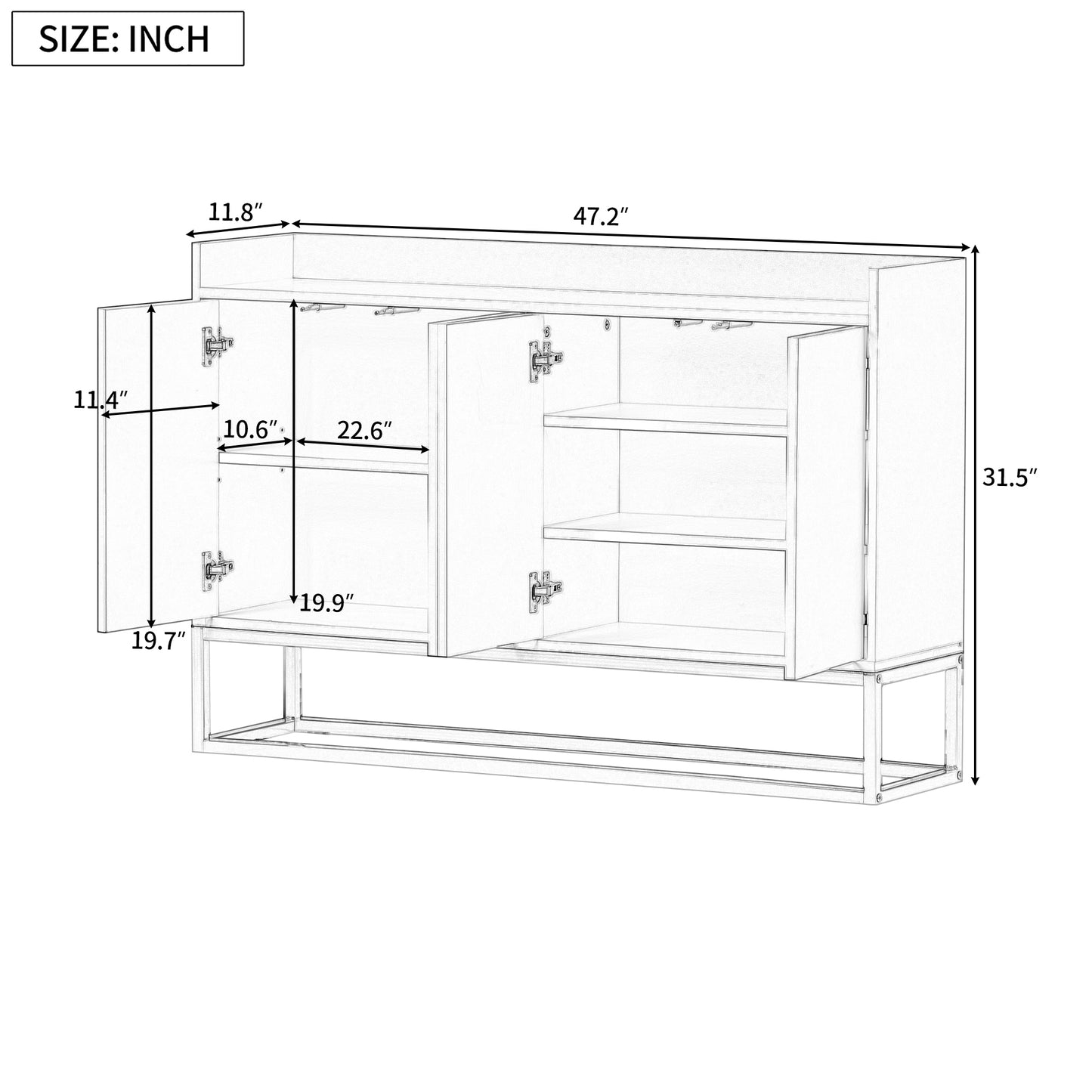 TREXM Modern Sideboard Elegant Buffet Cabinet with Large Storage Space for Dining Room, Entryway (Navy)