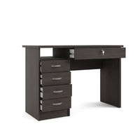 Modern Desk with 5 Storage Drawers for Living Room or Home Office, Dark Chocolate