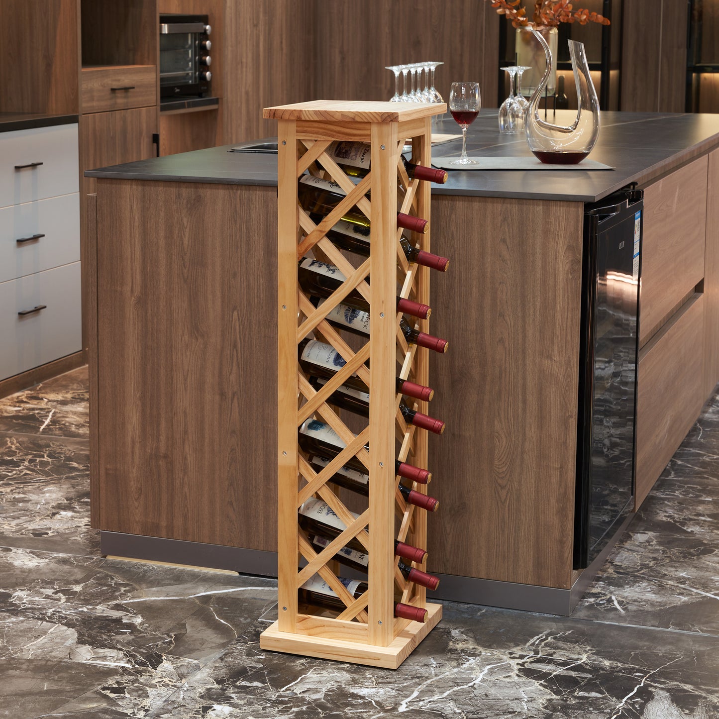 Vertical checkered wine rack/Solid wood  wine rack /Home wine rack//Living room wine rack/ PINE