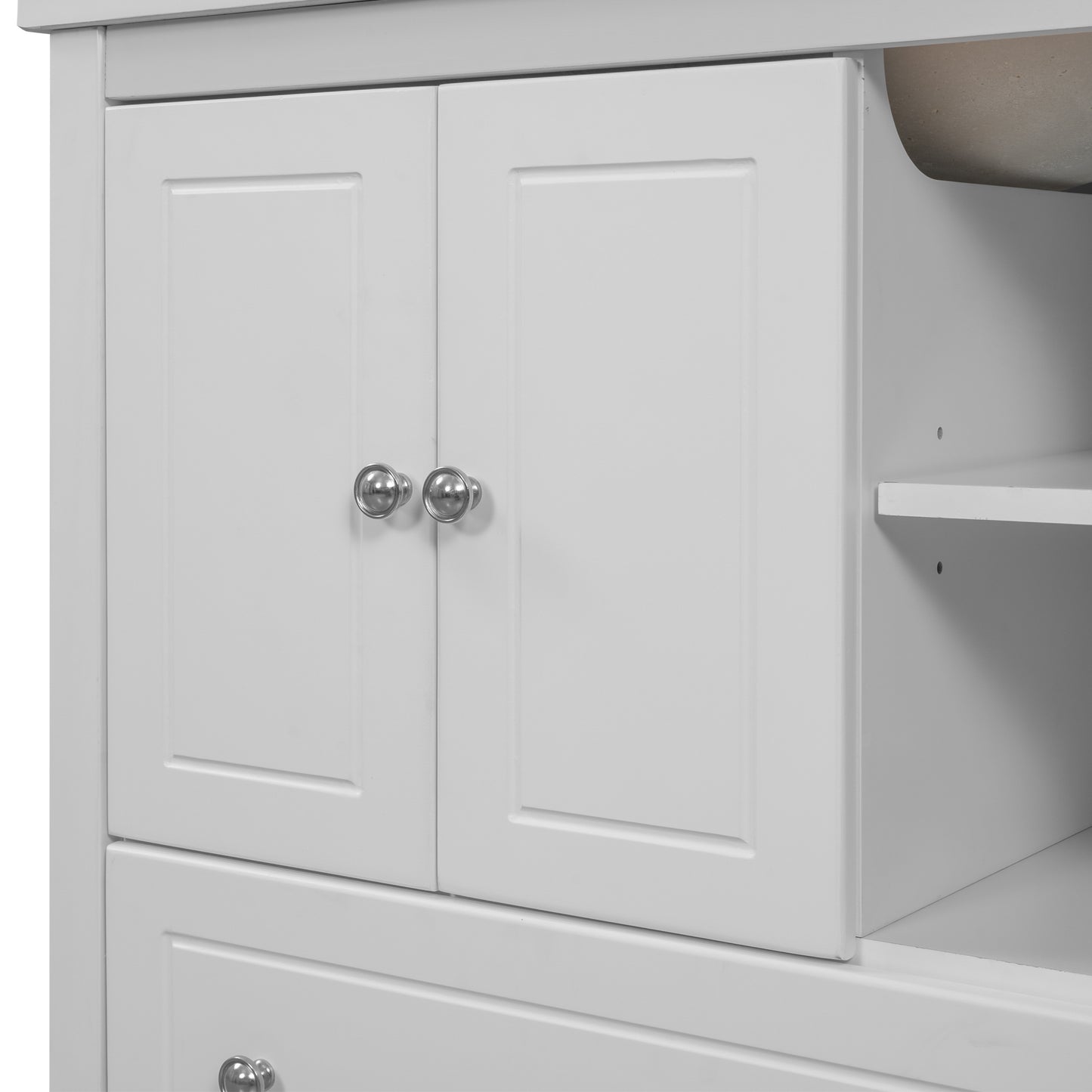 30" Bathroom Vanity Base Only, Solid Wood Frame, Bathroom Storage Cabinet with Doors and Drawers, White