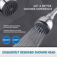 High Pressure Shower Head 3 Inches Anti-clog Fixed Showerhead Chrome with Adjustable Swivel Brass Ball Joint Chrome