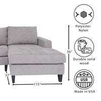 Grey L Shaped Sectional Sofas for Living Room, Modern Sectional Couches for Bedrooms, Apartment with Solid Wood Frame (Polyester Nylon, Left Facing)