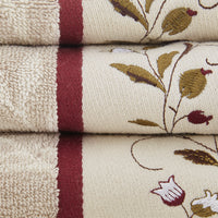 Embroidered Cotton Jacquard 6 Piece Towel Set