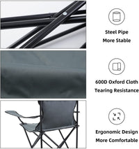 YSSOA Portable Folding Grey Camping Chair, Large