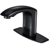 DC Powered Commercial Touchless Single Hole Bathroom Faucet With Deck Plate & Pop Up Drain In Oil Rubbed Bronze