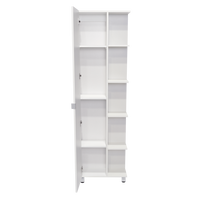 Corner Cabinet Womppi, Five Open Shelves, Single Door, White Finish