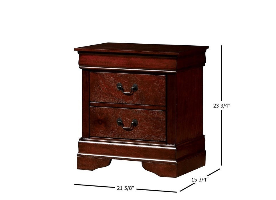 1pc Nightstand Cherry Finish Louis Philippe Solid wood English Dovetail Construction Antique Nickle Hanging Pulls