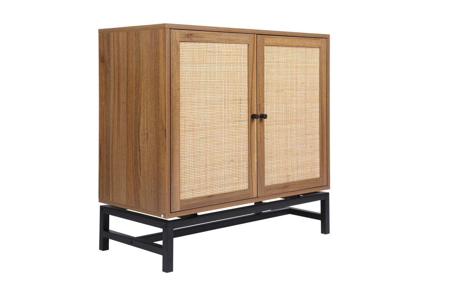 Natural rattan, 2 door cabinet, with 1 Adjustable Inner Shelves, rattan, Accent Storage Cabinet, Set of 2