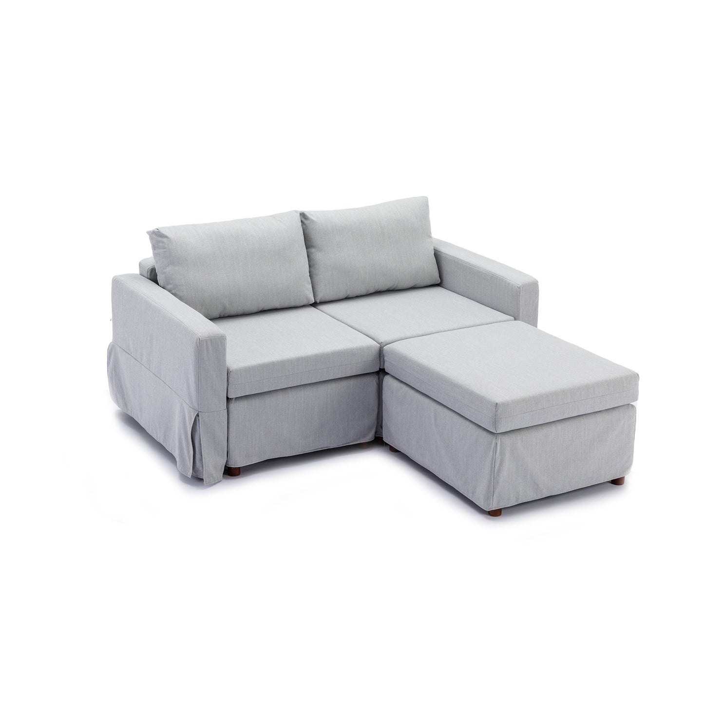 2 Seat Module Sectional Sofa Couch With 2 Ottoman,Seat Cushion and Back Cushion Removable and Washable,Light Grey