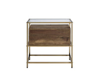 ACME Knave Accent Table, Walnut & Champagne Finish 97867