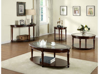 Transitional 1pc Side Table Dark Cherry Open Bottom Shelf Beveled Glass Top Turned Legs Living Room Furniture