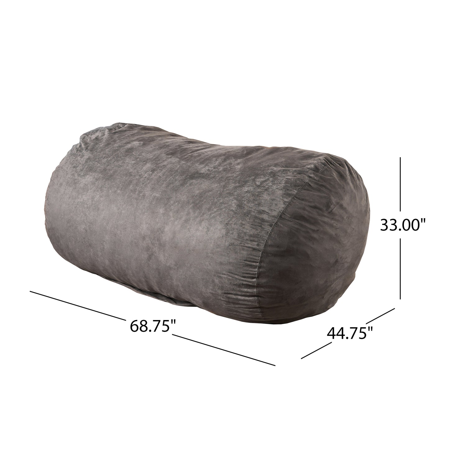 Lamesa Modern 6.5 Foot Microfiber Bean Bag, Charcoal