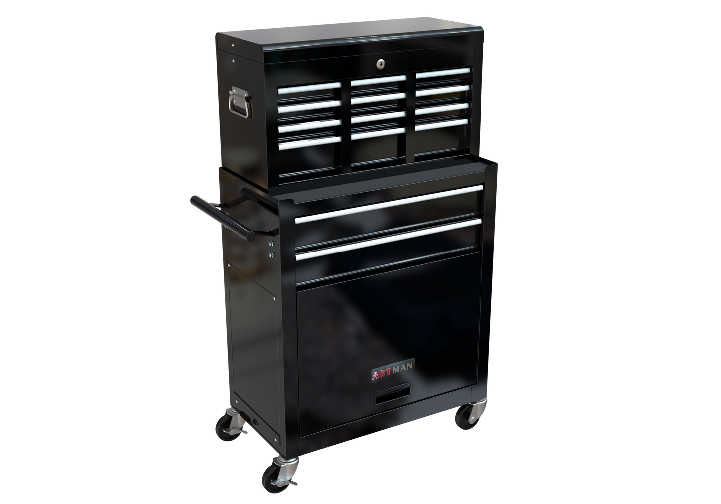 High Capacity Rolling Tool Chest with Wheels and Drawers, 8-Drawer Tool Storage Cabinet--BLACK