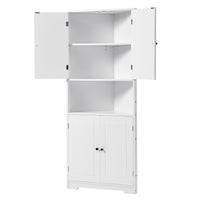 Tall Bathroom Storage Cabinet, Corner Cabinet with Doors and Adjustable Shelf, MDF Board with Painted Finish, White