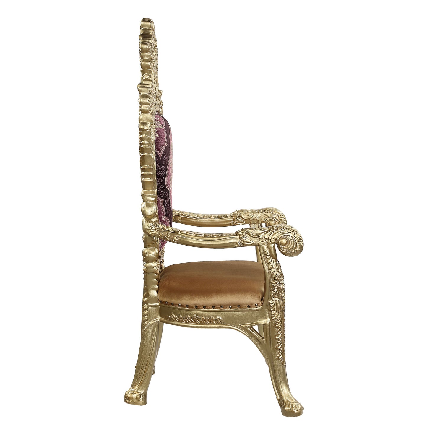 ACME Bernadette ARM CHAIR (SET-2) Pattern Fabric & Gold Finish DN01472