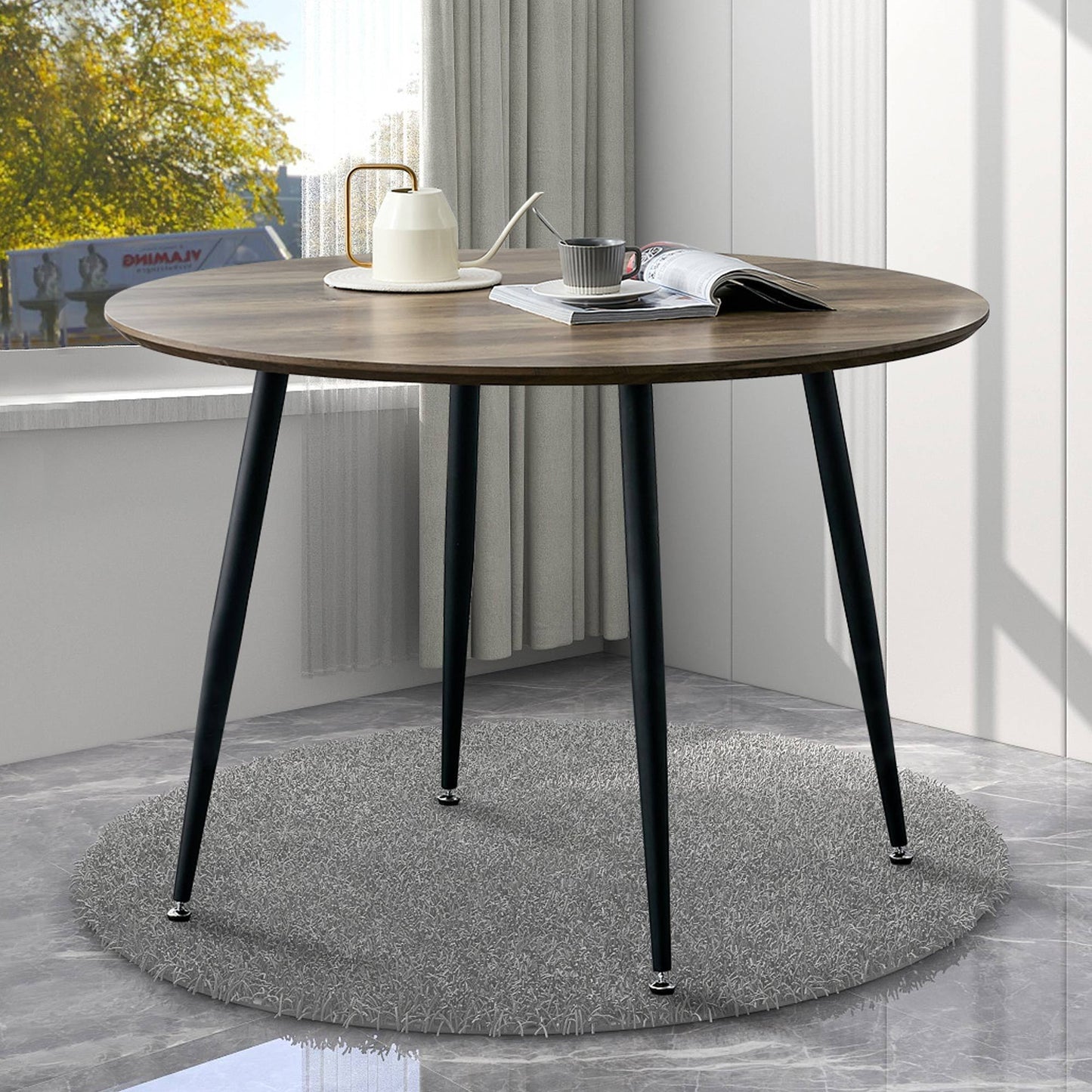 Diameter 44.8 inch MDF Modern simplicity roundI Imitation wood grain  dining table.Applicable 6-8 persons to dining room and meeting room.F-1164-WOOD