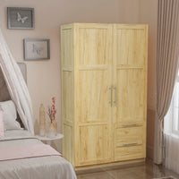 High wardrobe and kitchen cabinet with 2 doors, 2 drawers and 5 storage spaces,Oak