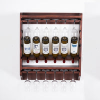 18 bottle wall wine rack/wine rack with glass holder/PINE/Solid wood /Home wine rack//Living room wine rack