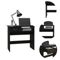 Vizcaya Home Office Set, Single Drawer, Keyboard Tray,Bookcase -Black