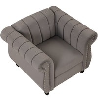 39" Modern Sofa Dutch Fluff Upholstered sofa with solid wood legs, buttoned tufted backrest,gray