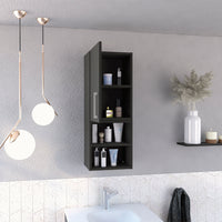 Madrid Medicine Cabinet, Two External Shelves, Metal Handle, Single Door, Two Interior Shelves -Black