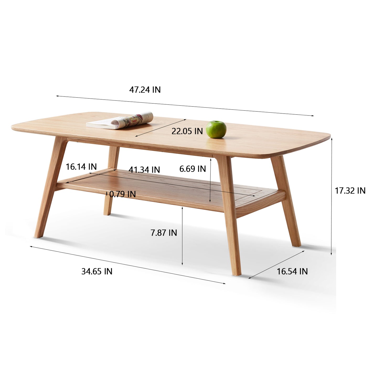 Center table Low Table 100% solid wood Top plate Desk Coffee table Width 120 x Depth 56 x Height 44 cm Study desk Work from home Easy to assemble Natural wood with storage shelf Natural writing desk