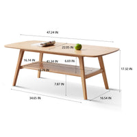 Center table Low Table 100% solid wood Top plate Desk Coffee table Width 120 x Depth 56 x Height 44 cm Study desk Work from home Easy to assemble Natural wood with storage shelf Natural writing desk