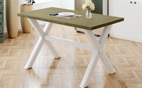 TOPMAX Farmhouse Rustic Wood Kitchen Dining Table with X-shape Legs, Gray Green