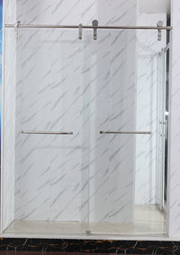 Frameless Shower Door with Rust-Resistant Stainless Steel, Explosion-Proof Glass, and Easy Installation 60*72