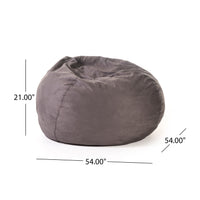 Kaina Modern Microfiber 5 Foot Bean Bag, Charcoal