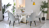 53 inch Modern sintered stone round dining table with stainless steel base with 6 pcs chairs