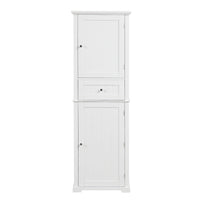 Tall Bathroom Storage Cabinet, Freestanding Storage Cabinet with Drawer and Adjustable Shelf, MDF Board with Painted Finish, White